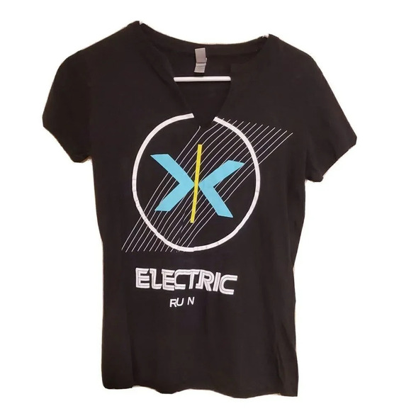 Next Level Tshirt Womens Designed by Neff Black Electric Runner Black Med - Picture 1 of 2
